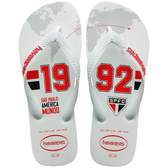 Chinelo Havaianas Top Times São Paulo SPFC Unissex - Branco Menor preço em Chinelo Havaianas Top Times São Paulo SPFC Unissex - Branco