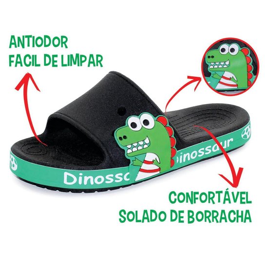 Chinelo Infantil Dinossauro Dino Jurassic Leve Confortável 3 - Preto Menor preço em Chinelo Infantil Dinossauro Dino Jurassic Leve Confortável 3 - Preto