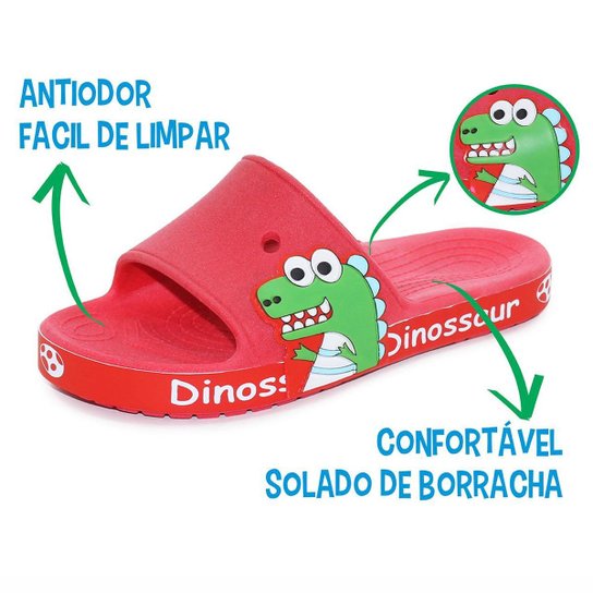 Chinelo Infantil Dinossauro Dino Jurassic Leve Confortável 3 - Vermelho Menor preço em Chinelo Infantil Dinossauro Dino Jurassic Leve Confortável 3 - Vermelho