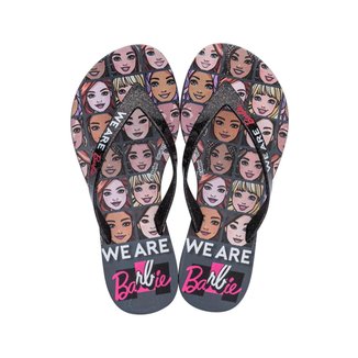 Chinelo Infantil Feminino Grendene Barbie Faces - PRETO - 30