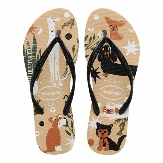 Chinelo Infantil Feminino Havaianas Slim Pets Bege - 413256 - Bege Menor preço em Chinelo Infantil Feminino Havaianas Slim Pets Bege - 413256 - Bege
