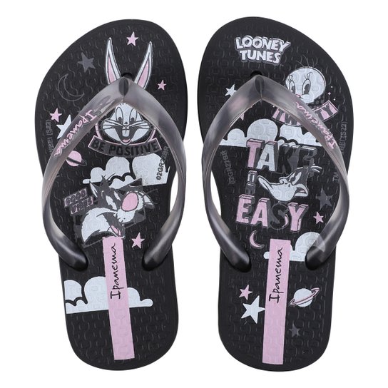 Chinelo Infantil Grandene Kids Ipanema Looney Tunes Vibes Masculino - Preto+Branco Menor preço em Chinelo Infantil Grandene Kids Ipanema Looney Tunes Vibes Masculino - Preto+Branco