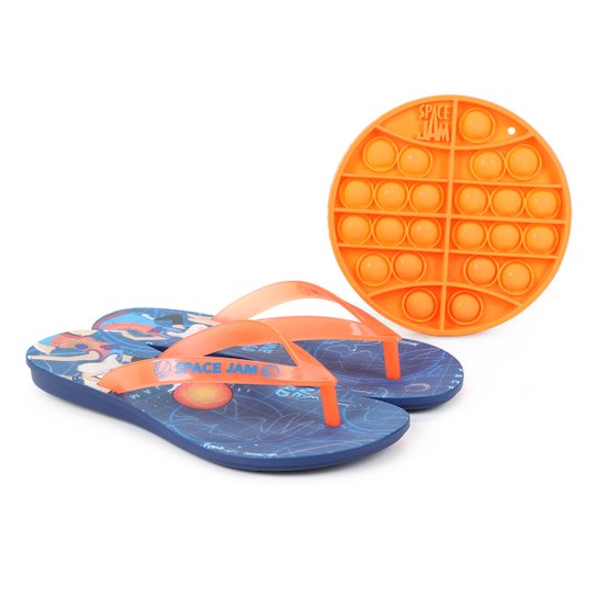 Chinelo Infantil Grendene Kids Space Jam Ii Pop It Feminino - Azul+Laranja Menor preço em Chinelo Infantil Grendene Kids Space Jam Ii Pop It Feminino - Azul+Laranja