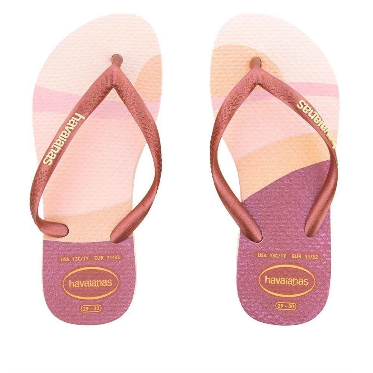 Chinelo Infantil Havaianas Slim Palette Glow Rosé Menor preço em Chinelo Infantil Havaianas Slim Palette Glow Rosé