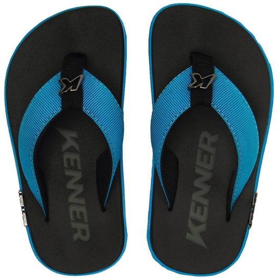 Chinelo Infantil Kenner Kivah Kids TKS - Preto e Azul - 29/30