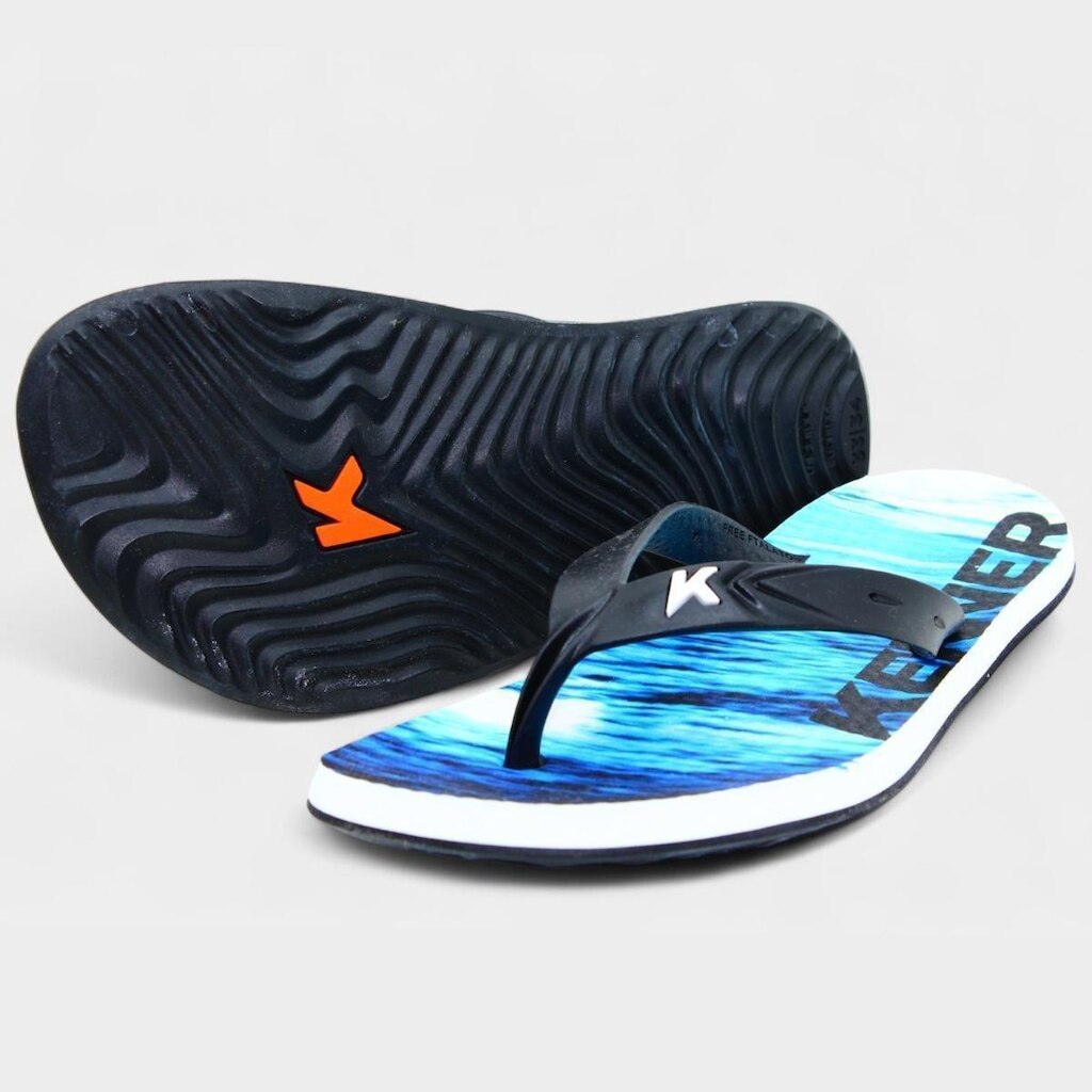Chinelo Infantil Kenner Summer Surf Kids - Branco e Azul - 33/34