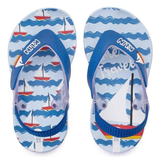 Chinelo Infantil Klin Acqua Print Azul Bebê e Azul Royal - Azul Royal+Azul Claro