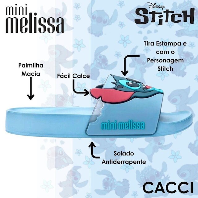 Chinelo Infantil Menina Slide Flowing Stitch Mini Melissa