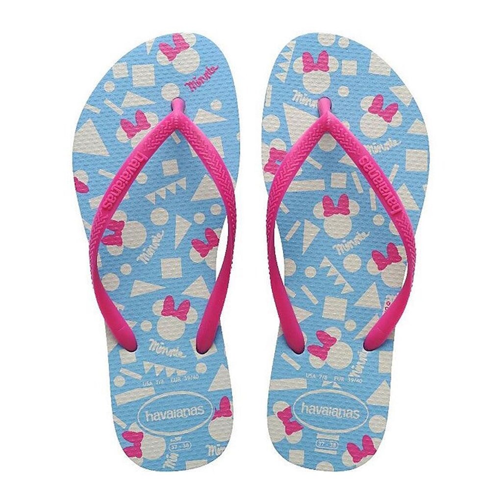 Chinelo Infantil Meninas Havaianas Minnie Azul e Rosa - 4141