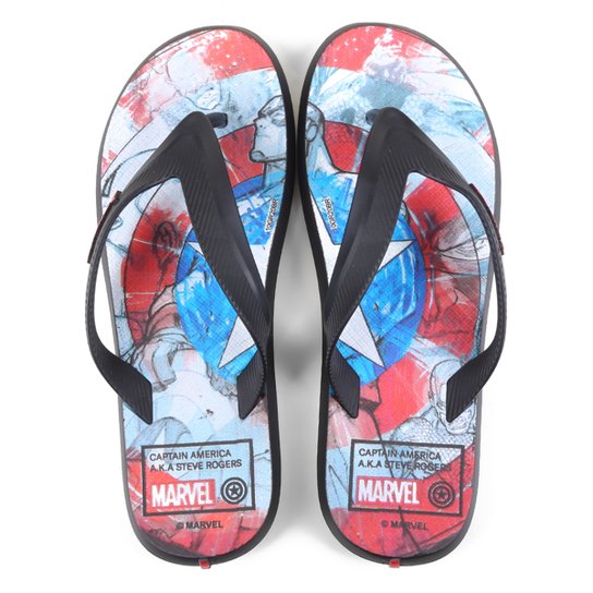Chinelo Infantil Rider R1 Marvel Masculino - Preto+Branco Menor preço em Chinelo Infantil Rider R1 Marvel Masculino - Preto+Branco