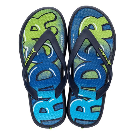 Chinelo Juvenil Rider R1 Play Unissex - Azul+Verde Menor preço em Chinelo Juvenil Rider R1 Play Unissex - Azul+Verde
