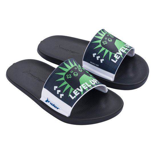 Chinelo Juvenil Rider Speed Slide Unissex - Preto+Azul Menor preço em Chinelo Juvenil Rider Speed Slide Unissex - Preto+Azul