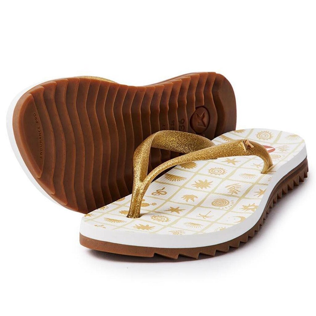 Chinelo Kenner Ibiza Maresia Estampada Feminino - Branco e Dourado - 39