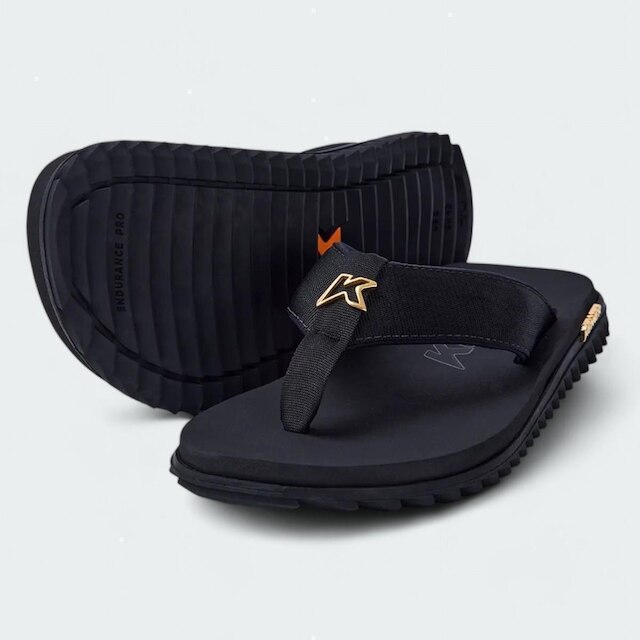 Chinelo Kenner Kivah Preto e Dourado