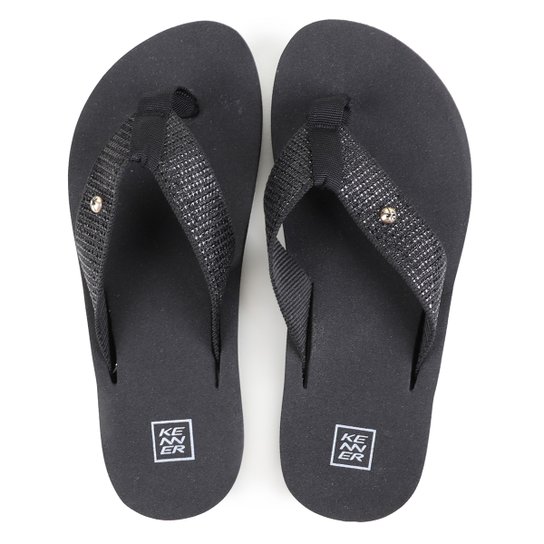 Chinelo Kenner Kyra Slim Glam Feminino - Preto Menor preço em Chinelo Kenner Kyra Slim Glam Feminino - Preto