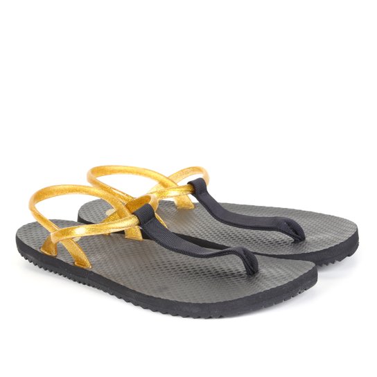 Chinelo Kenner Salomé Glam Feminino - Preto+Amarelo Menor preço em Chinelo Kenner Salomé Glam Feminino - Preto+Amarelo