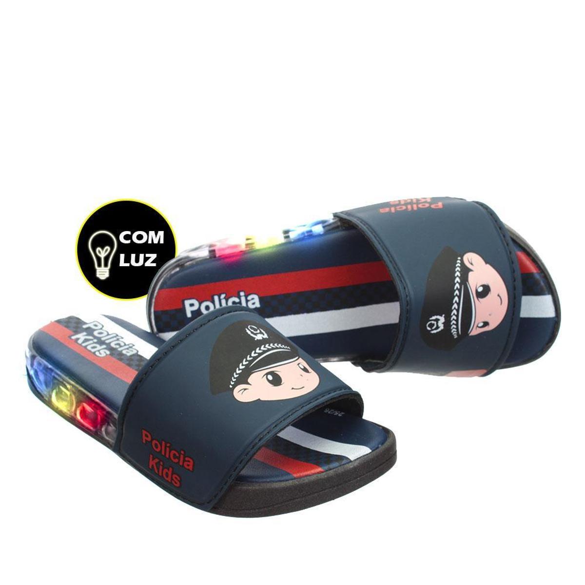 Chinelo Kids Azul de Led Luz Infantil Masculino Policial - Azul+Marinho |  Netshoes