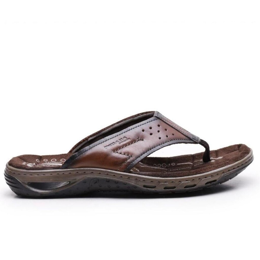 Chinelo Masculino com Amortecedor em Couro Marrom Pegada