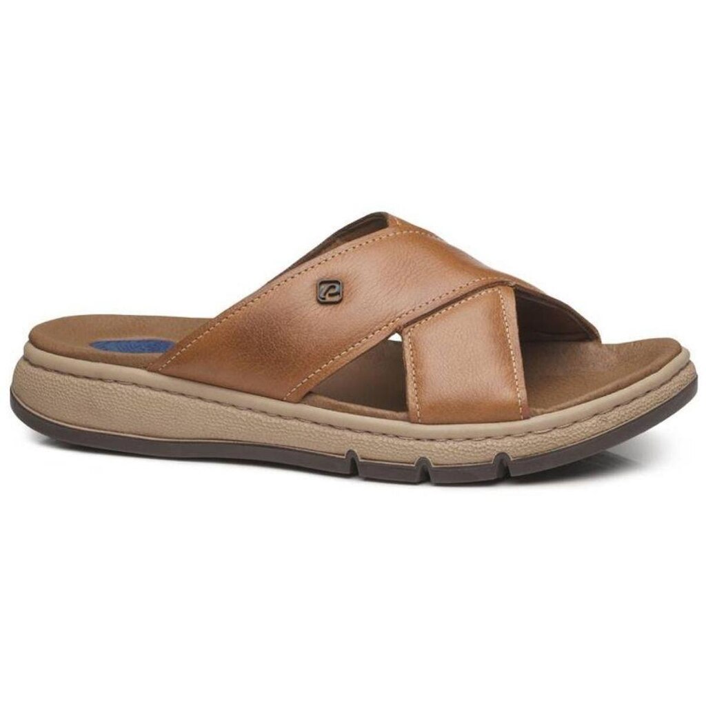 Chinelo Masculino Dubai Couro Tabaco Pegada 134306-02
