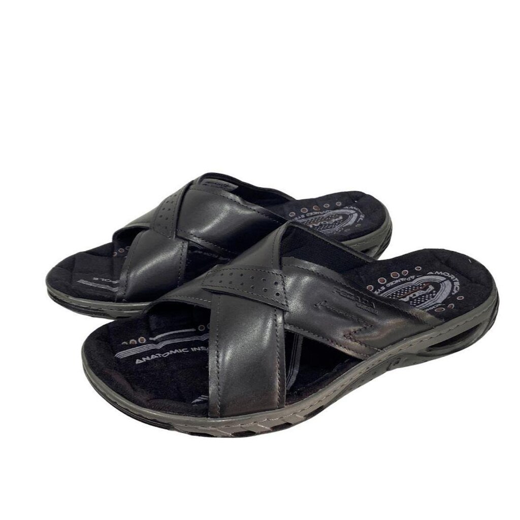 Chinelo Masculino Em Couro Conforto Pegada 131661