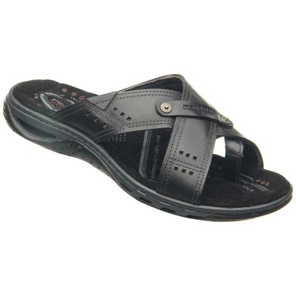 Chinelo Masculino Fresh Amortech Couro Preto Pegada 131655-06