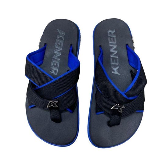 Chinelo Masculino Kenner Original Kivah Spider Poliester - Preto/Azul