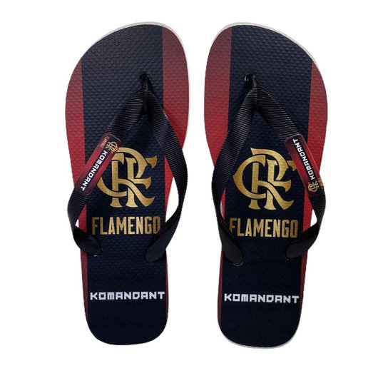 Chinelo Masculino Komandant Flex Estampado Time EC Flamengo L Dourado - Preto Menor preço em Chinelo Masculino Komandant Flex Estampado Time EC Flamengo L Dourado - Preto