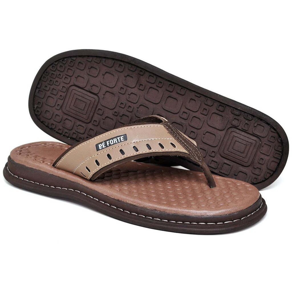 Chinelo Masculino Ortopédico Anatômico em Couro