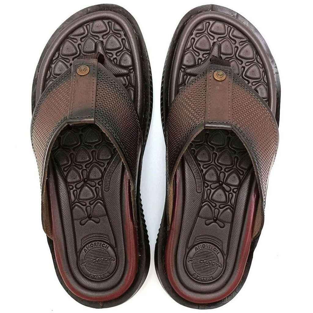 Chinelo Masculino Pegada Couro Cravo Marrom - 1331