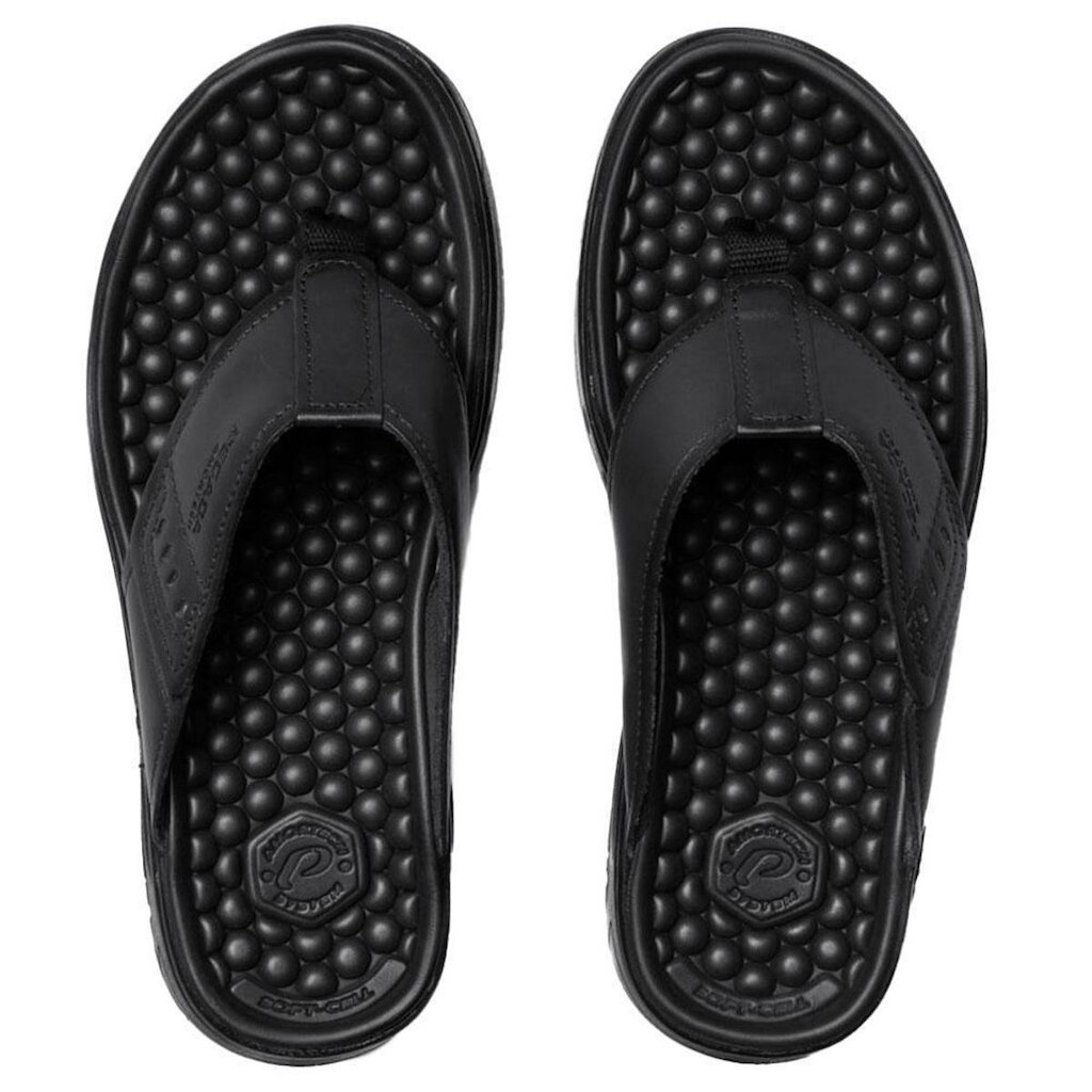 Chinelo Masculino Pegada Couro Preto - 1345