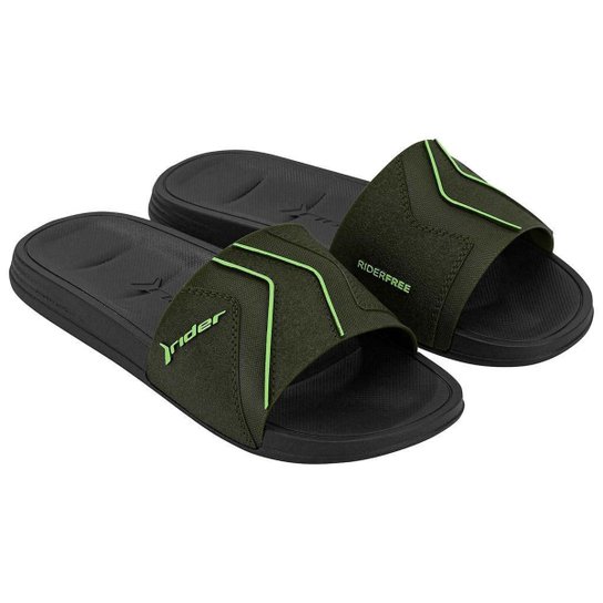 Chinelo Masculino Rider Free Slide Ad Sandália Gáspea 11948 - Preto+verde Menor preço em Chinelo Masculino Rider Free Slide Ad Sandália Gáspea 11948 - Preto+verde