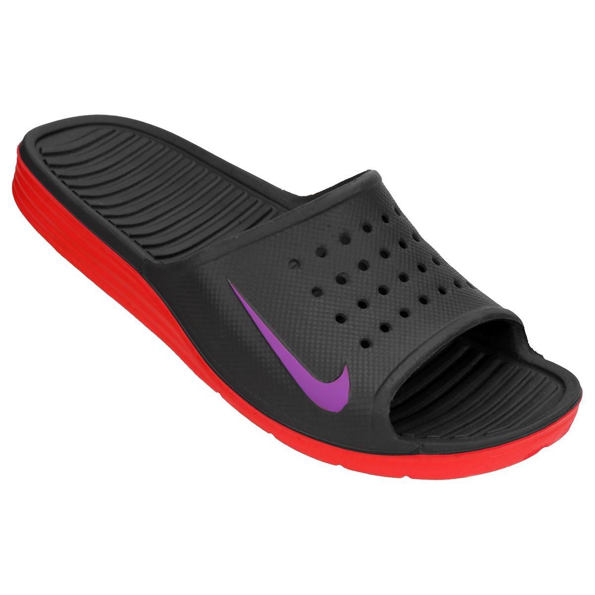 Chinelo Nike Solarsoft Slide Preto+Lilás Netshoes
