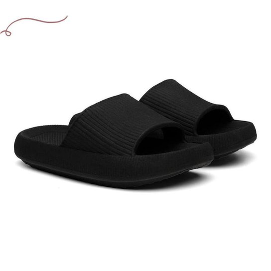 Chinelo Nuvem Ergonômico Unissex Slide Flexível Conforto - Preto Menor preço em Chinelo Nuvem Ergonômico Unissex Slide Flexível Conforto - Preto