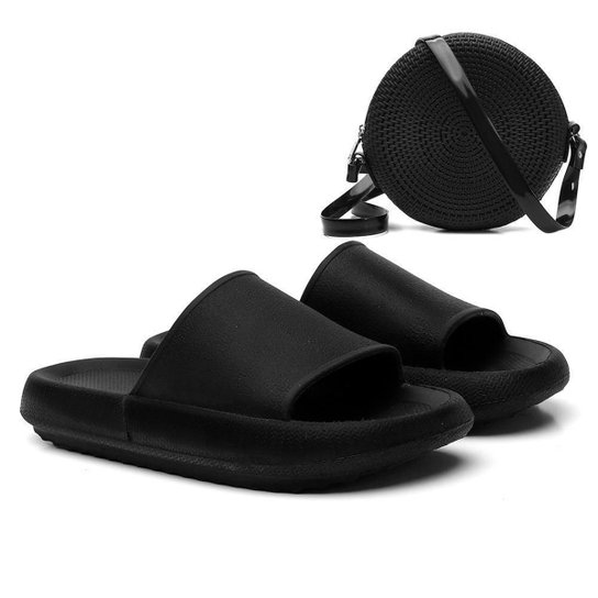Chinelo Nuvem Slide Leve + Bolsa Quebek Tiracolo - Preto é ruim? Chinelo Nuvem Slide Leve + Bolsa Quebek Tiracolo - Preto é boa?