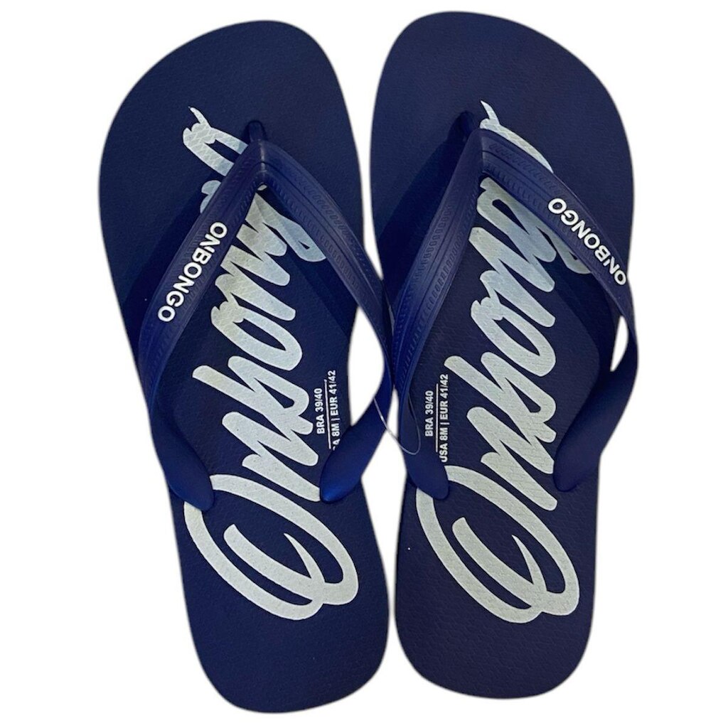 Chinelo Onbongo Original Azul Marinho Com Onbongo Em Branco