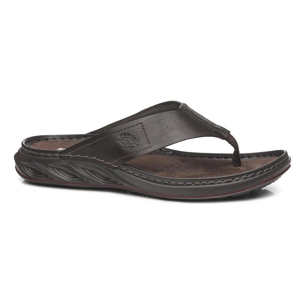 Chinelo Pegada 134103-04 Couro Legítimo Anatomico Masculino