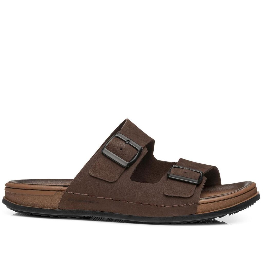 Chinelo Pegada Masculino em Couro Chocolate 134851-05
