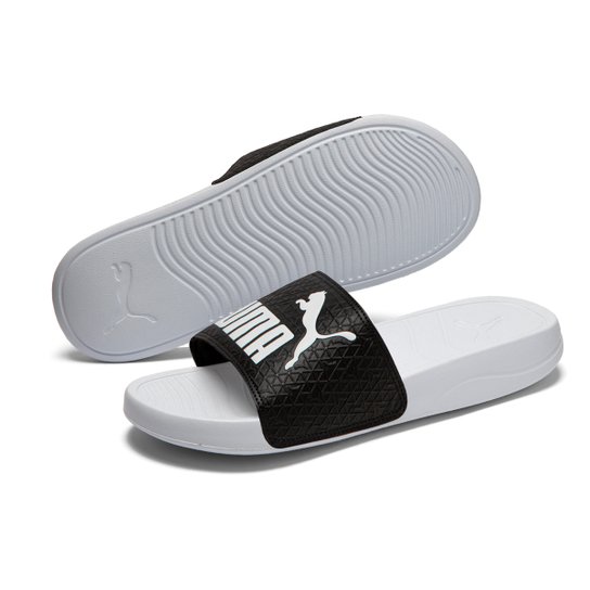 Chinelo Puma Popcat Unissex - Branco+Preto Menor preço em Chinelo Puma Popcat Unissex - Branco+Preto