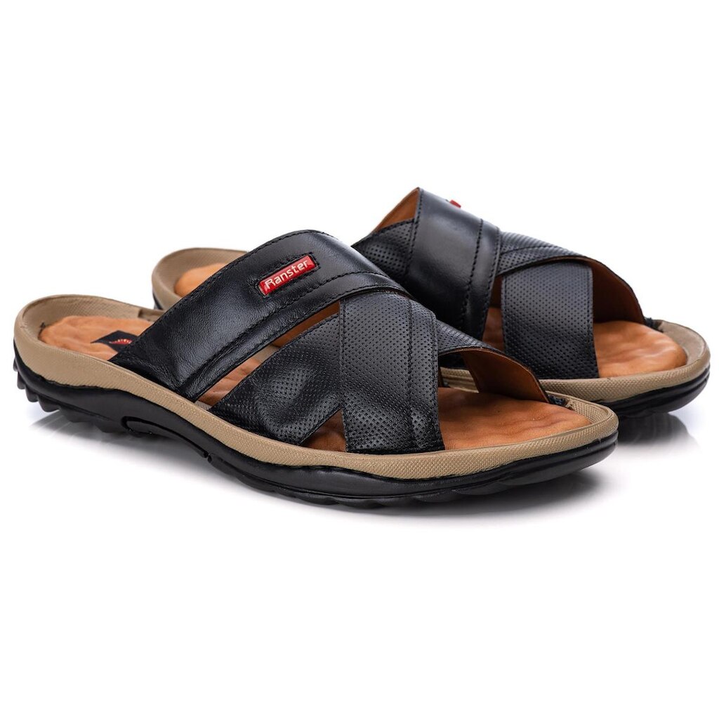 Chinelo Ranster Masculino em Couro legítimo Macio