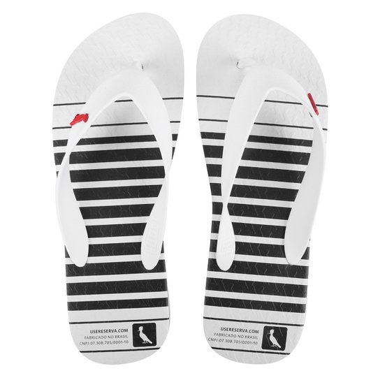 Chinelo Reserva Básico Estampado Masculino - Branco Menor preço em Chinelo Reserva Básico Estampado Masculino - Branco