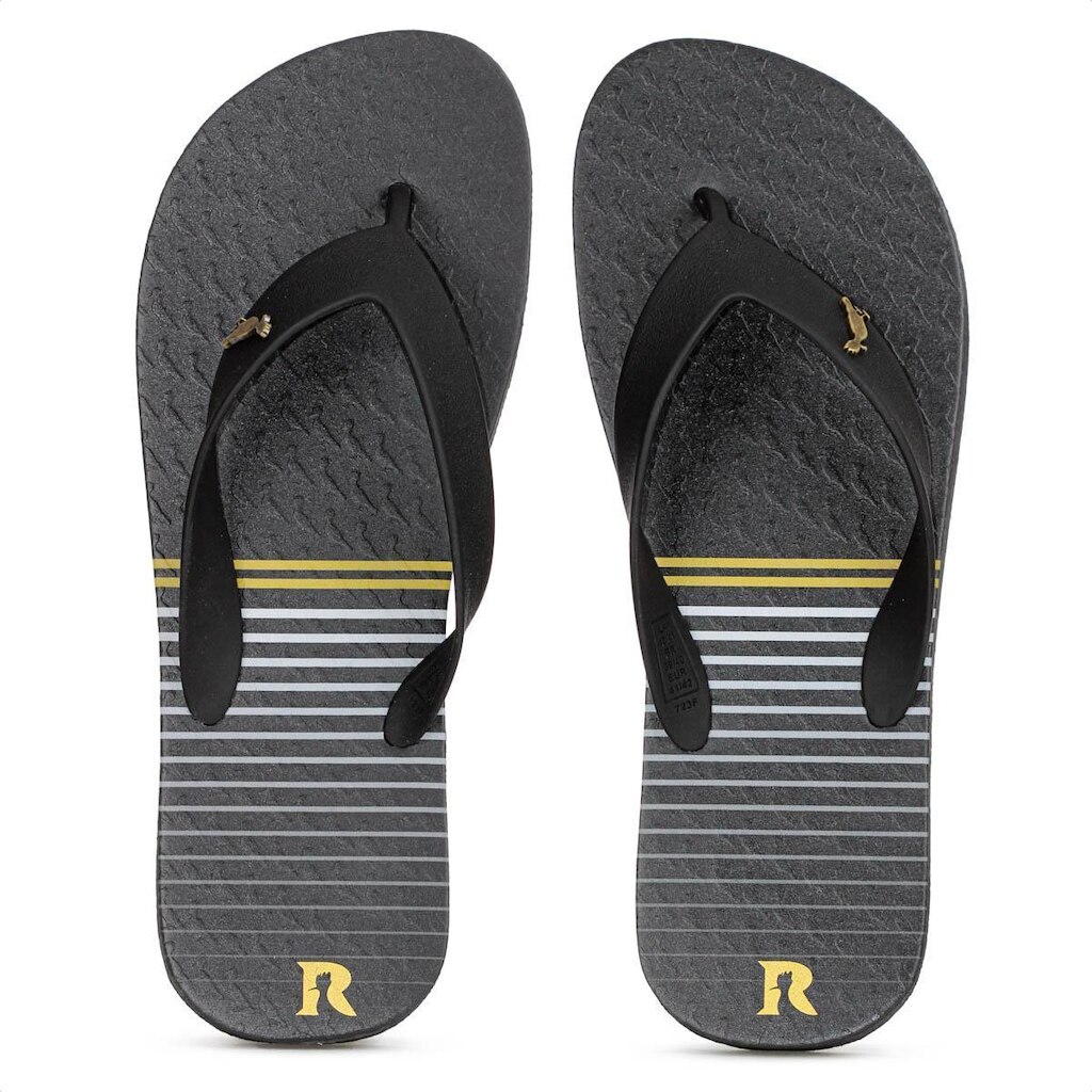 Chinelo Reserva Listra Summer Preto Branco e Dourado - Masculino