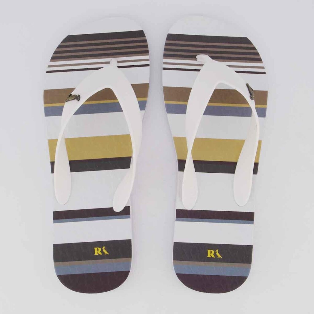 Chinelo Reserva Trancoso Listrado Branco e Azul