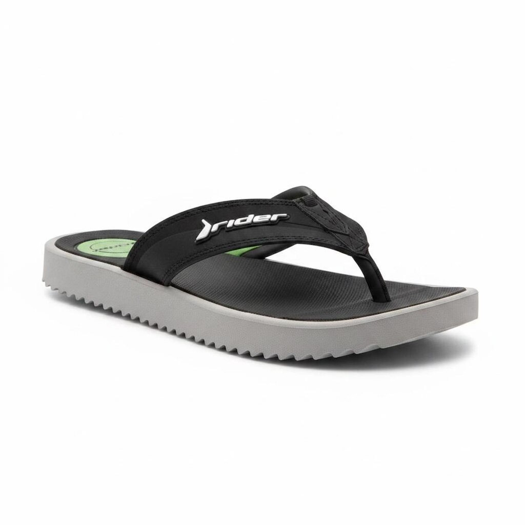 Chinelo Rider Masculino Solado Aderente Preto Cinza