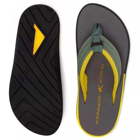 Chinelo Sandália Kenner Action Gel Ultra Masculino - Amarelo Menor preço em Chinelo Sandália Kenner Action Gel Ultra Masculino - Amarelo