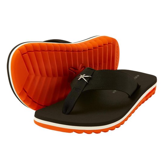CHINELO SANDALIA KENNER MASCULINO KIVAH PRETO/LARANJA - Preto Menor preço em CHINELO SANDALIA KENNER MASCULINO KIVAH PRETO/LARANJA - Preto