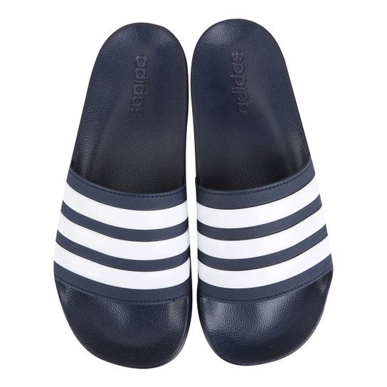 Chinelo Slide Adidas Adilette Cloudfoam Masculino - Marinho+Branco é ruim? Chinelo Slide Adidas Adilette Cloudfoam Masculino - Marinho+Branco é boa?