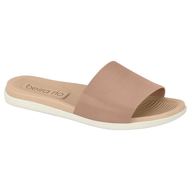 Chinelo Slide Beira Rio Feminino - Nude+Bege Menor preço em Chinelo Slide Beira Rio Feminino - Nude+Bege