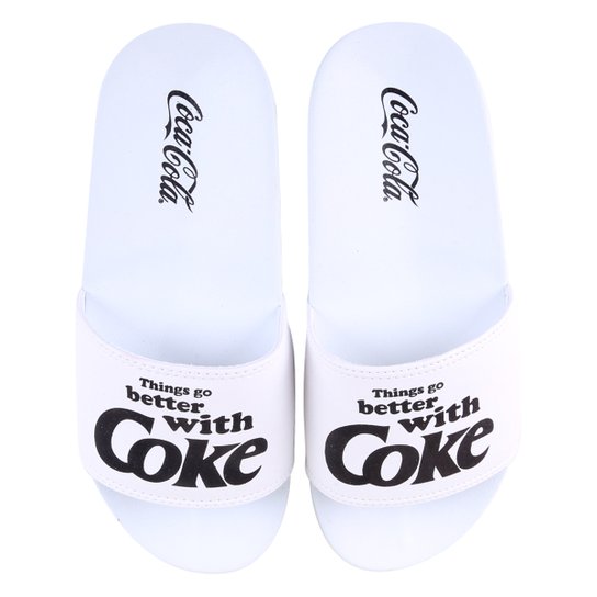 Chinelo Slide Coca-Cola Go Better Masculino - Branco Menor preço em Chinelo Slide Coca-Cola Go Better Masculino - Branco