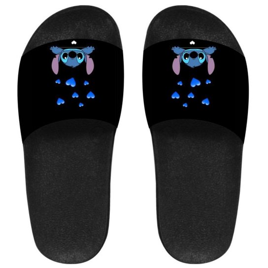 Chinelo Slide Feminino Estampa Lilo Stitch - Preto Menor preço em Chinelo Slide Feminino Estampa Lilo Stitch - Preto