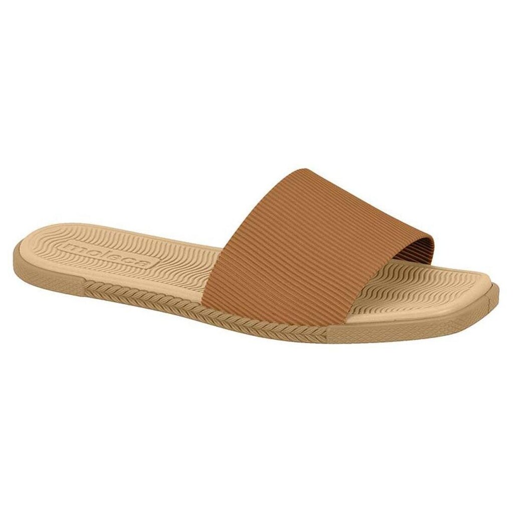Chinelo Slide Feminino Napa Canelado Camel Moleca 5494.100